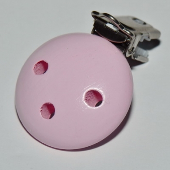 Preview: Schnullerkettenclip Holz rund 37mm rosa (1 Stück)